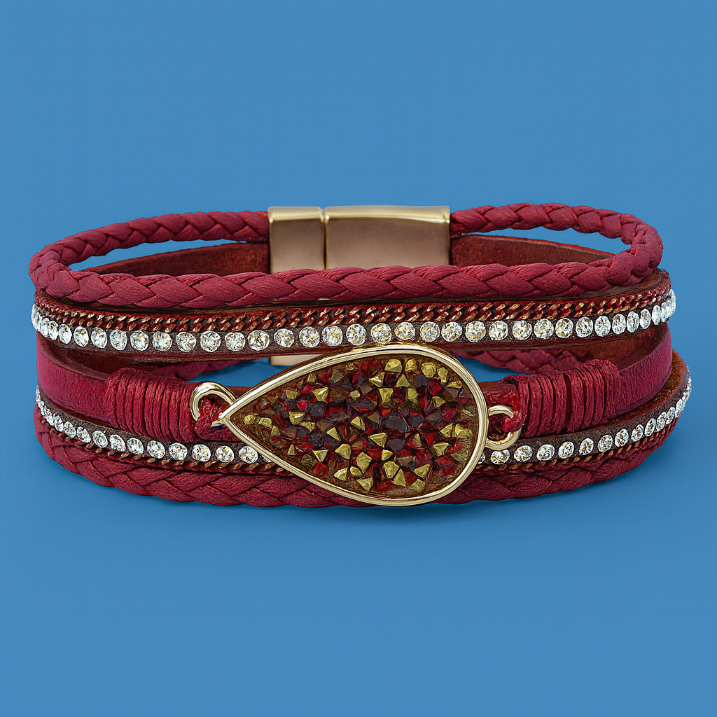 Red Multi-Layer Druzy Bracelet