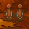 Tri-Tone Scratch Finish Drop Earrings
