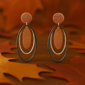 Tri-Tone Scratch Finish Drop Earrings