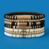 Black, Gold, & White Bead Stretch Bracelet Set