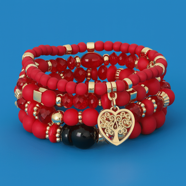 Boho Style Tree of Life Red Bracelet Set