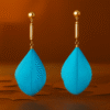 Blue Feather Drop Earrings