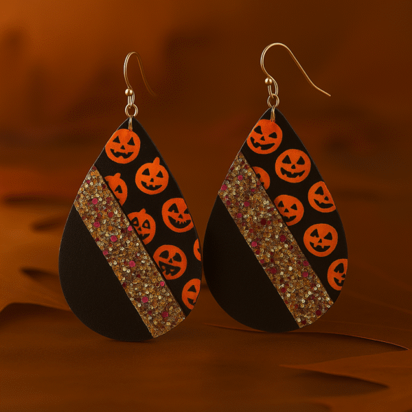 Halloween Pumpkin Teardrop Earrings