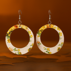 Flower Print Hoop Earrings