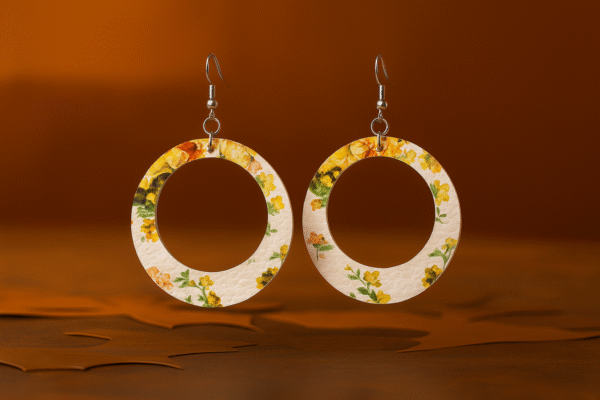 Flower Print Hoop Earrings