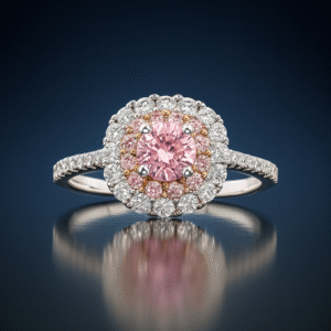 Pink Double Halo Two-Tone Ring