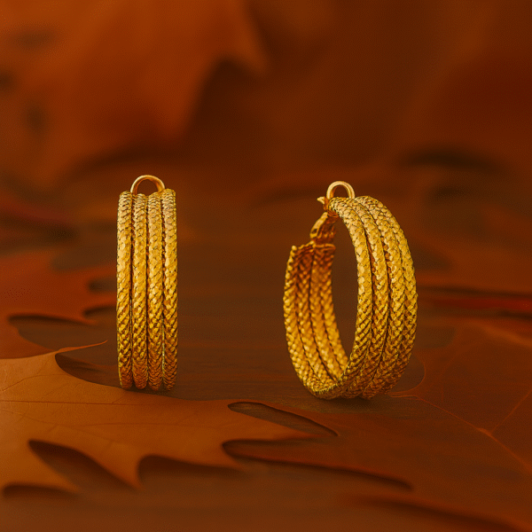 Diamond Cut Triple Hoop Earrings
