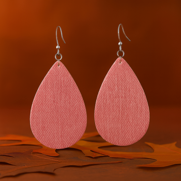 Pink Fabric Teardop Earrings