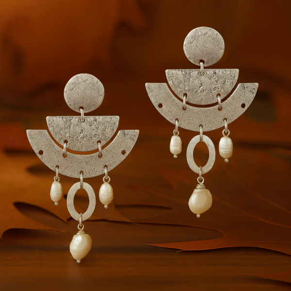 Textured Drop Freshwater Pearl Earrings