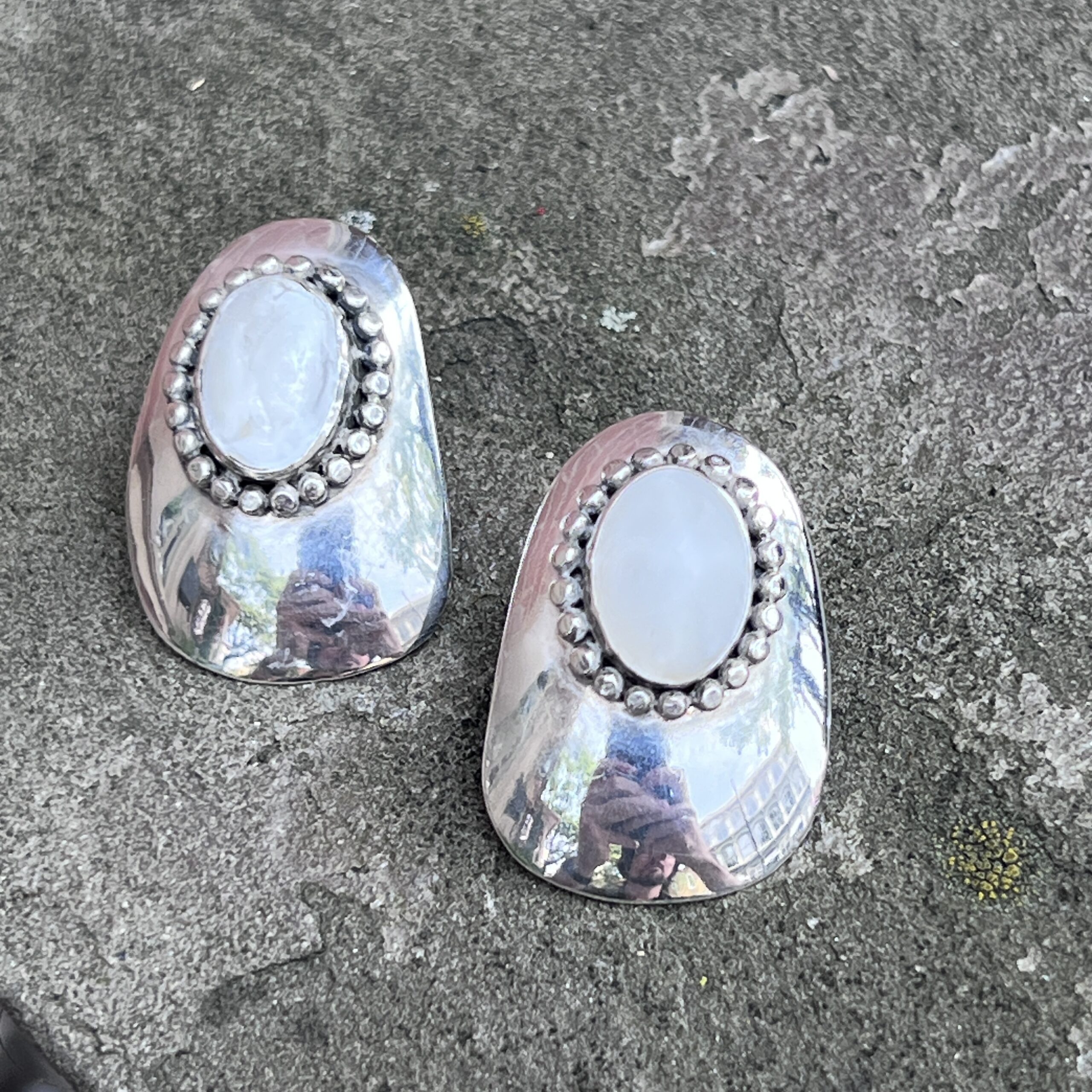 Moonstone Post Back Earrings **Pre-Owned**