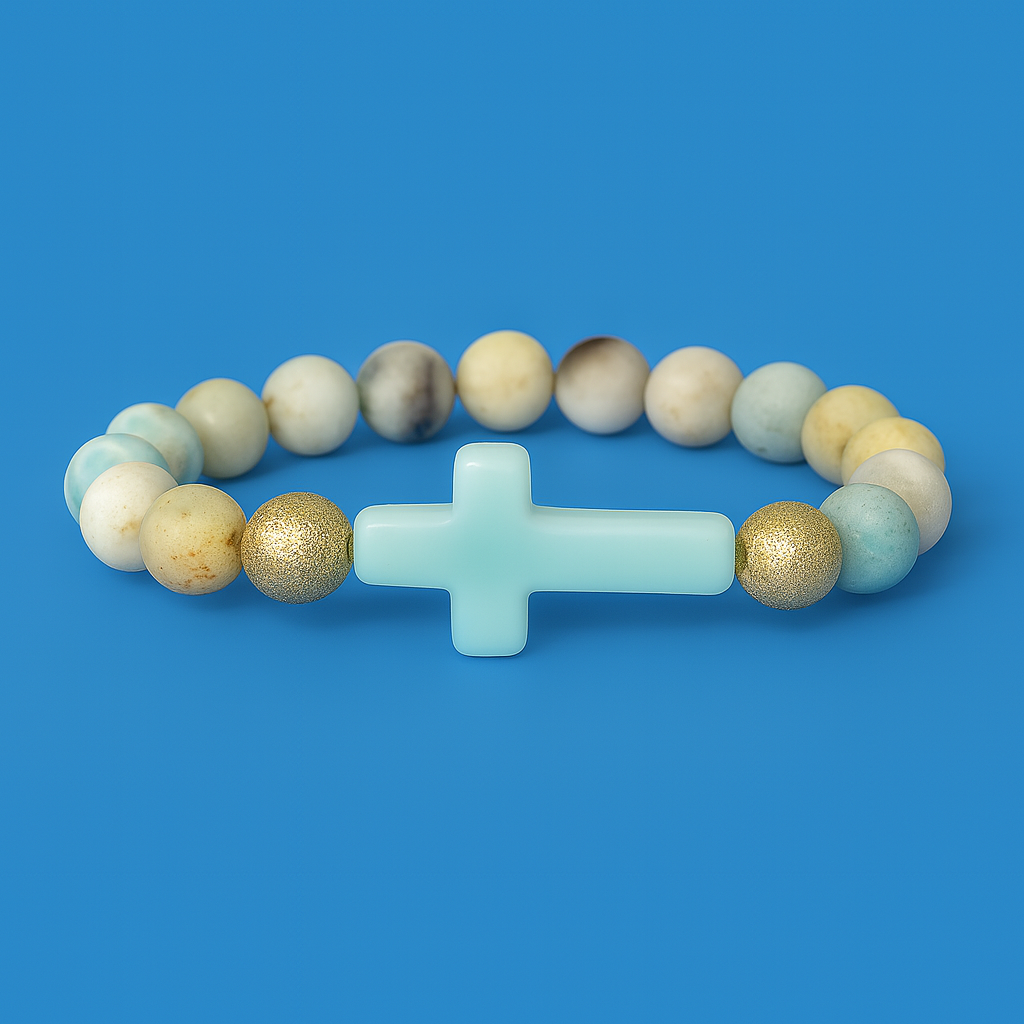 Semi-Precious Stone Cross Bracelet