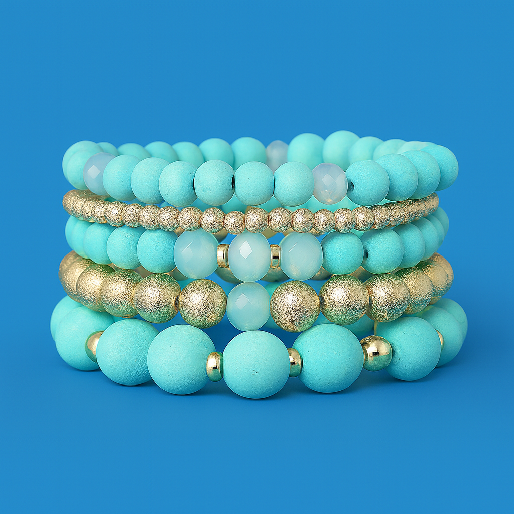 Multi-Bead Stackable Bracelet Set Of Six