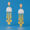 Pink, White, & Gold Drop Earrings