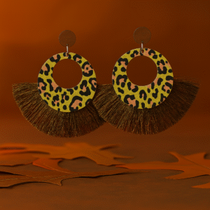 Animal Print Hoop & Fan Tassel Earrings