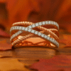 14k Rose Gold Diamond Criss-cross Ring
