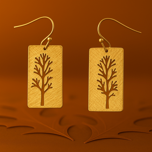 Scratch Finish Tree of Life Earrings