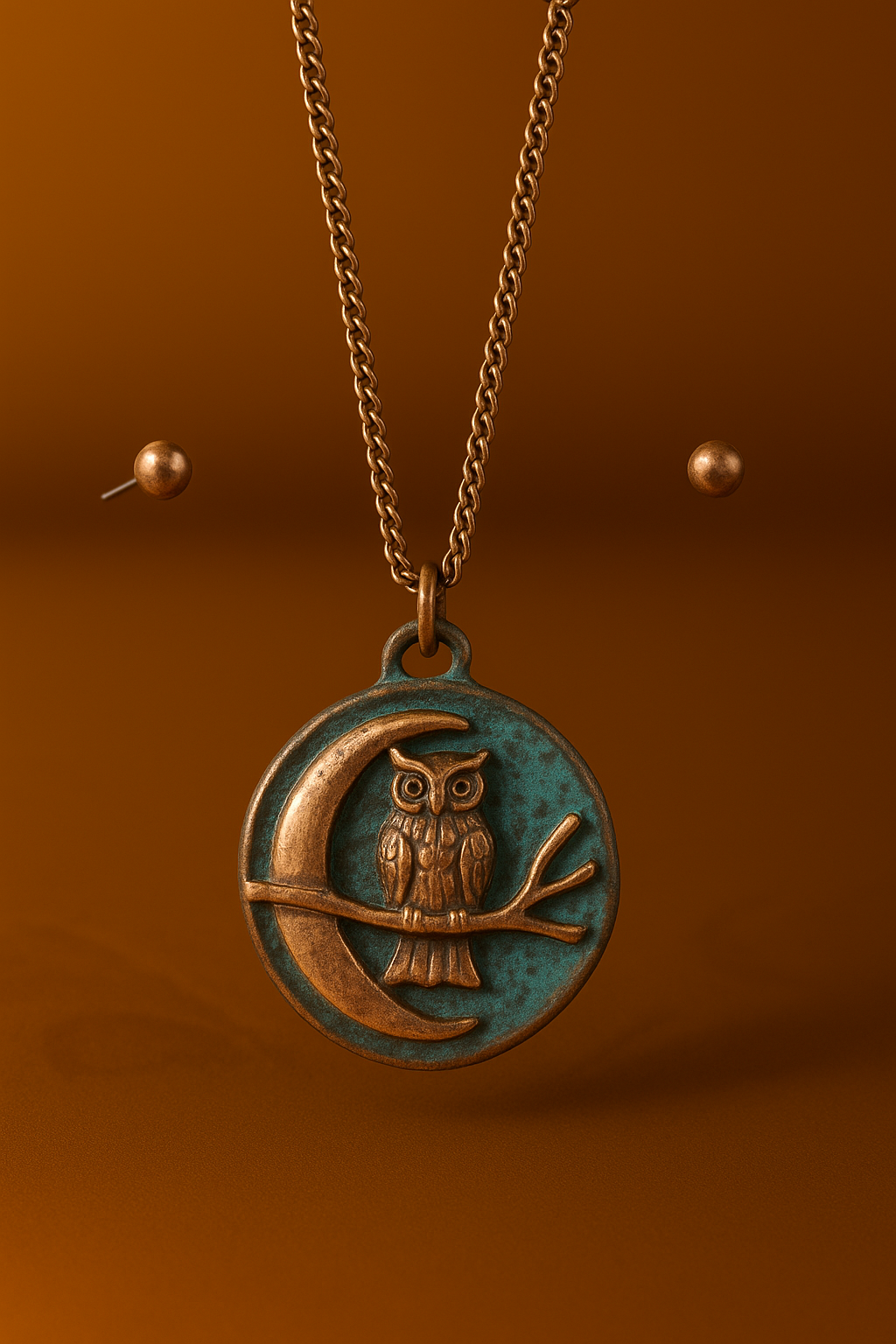 Owl Necklace & Stud Earrings