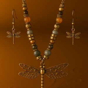 Dragonfly Bead Necklace & Earrings