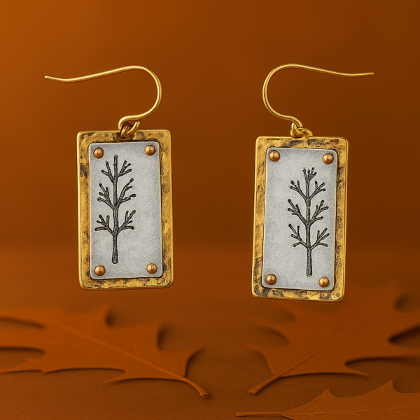 Two Tone Tree of Life Earrings