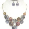 Multi swirl disc bib style necklace set