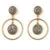 Textured disc and hoop dangle drop earrings