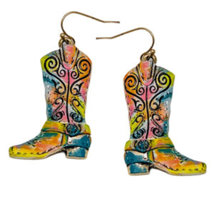 Western theme cowboy boot earrings