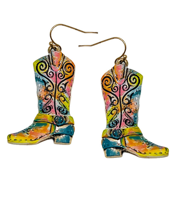 Western theme cowboy boot earrings