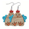 Farm theme wood chicken boots earrings