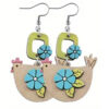 Farm theme wood chicken boots earrings