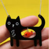 Black Cat & Fish Necklace