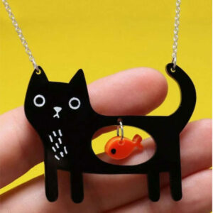 Black Cat & Fish Necklace