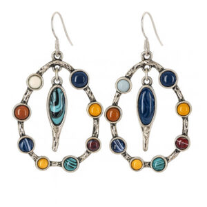 Multi stone teardrop hoop earrings