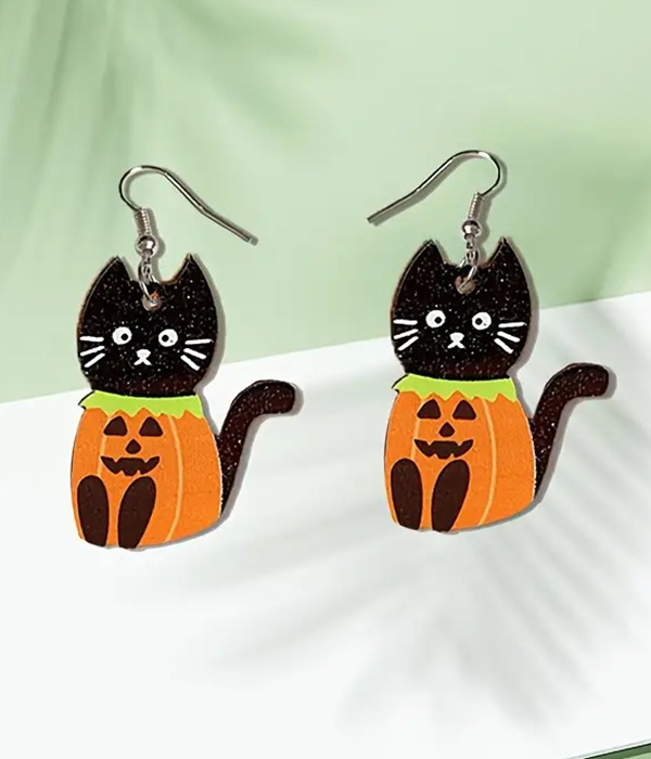 Pumpkin Cat Earrings
