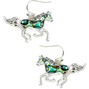 Abalone horse earrings