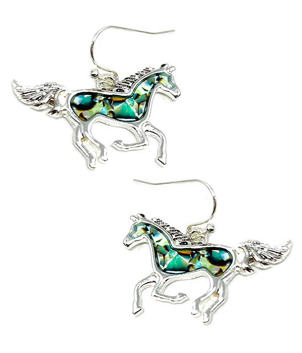 Abalone horse earrings
