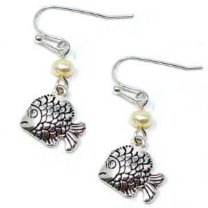 Rustic finish metal fish earrings