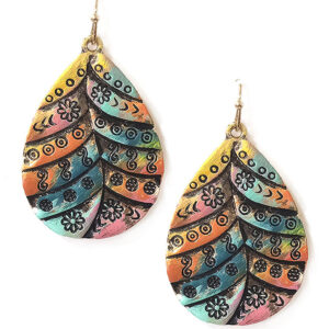 Boho style teardrop leaf earrings