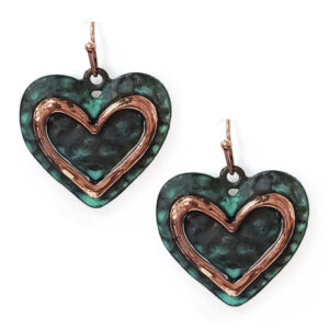 Vintage metal hammered heart earrings