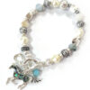 Abalone charm and mutli bead stretch bracelet - horse