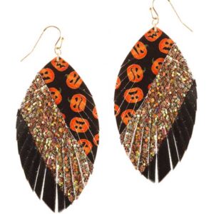 Halloween theme glittering marquise earring