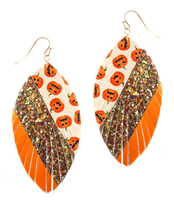Halloween theme glittering marquise earrings