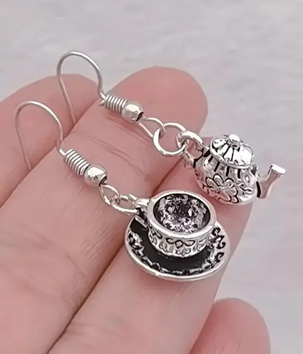 Vintage teapot and cup earrings