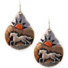 Sunset and horse teardrop earrings