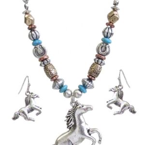 Western theme horse necklace set