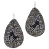 Handmade seedbead teardrop earrings - cat