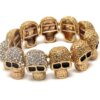 Crystal deco multi skull link stretch bracelet