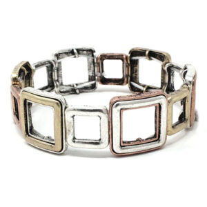 Vintage metal square link stretch bracelet