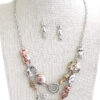 Cat theme multi charm link bib necklace set
