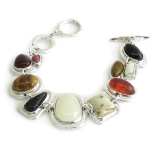 Multi shape stone toggle bracelet