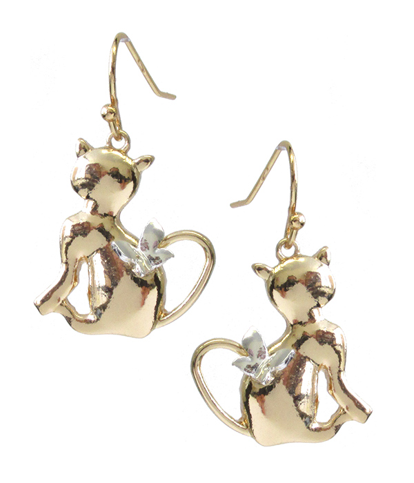 Cat and butterfly earrings